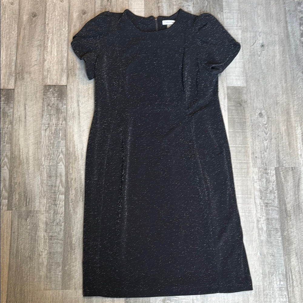 Calvin Klein Black Ruched Sheath Midi Dress